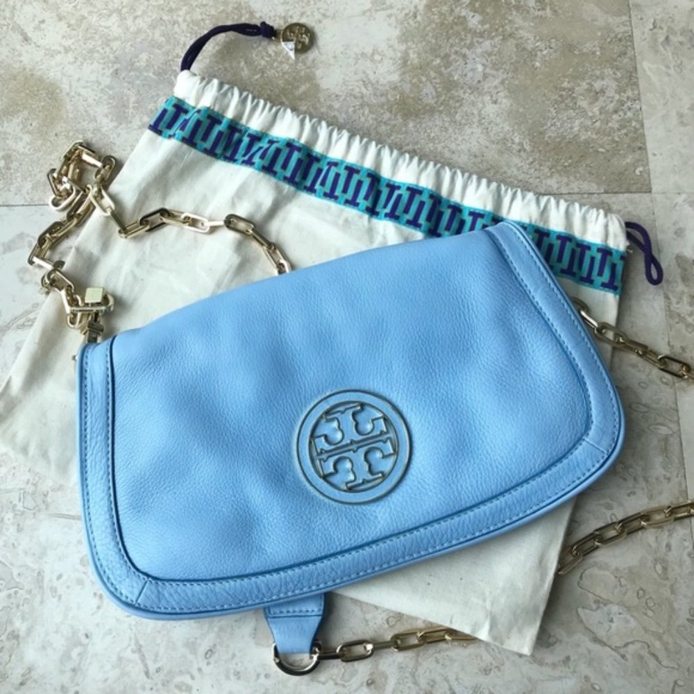 ‼️SOLD Tory Burch Amanda Blue Crossbody Logo Purse